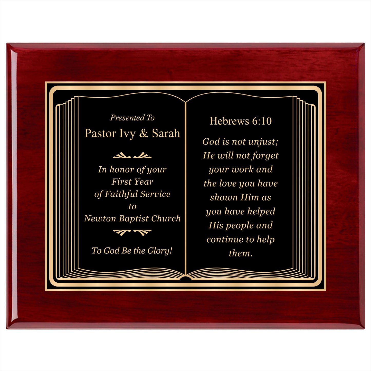 Bible Themed Rosewood Plaque 12" X 15" / Rosewood Piano Finish / Bible / Book