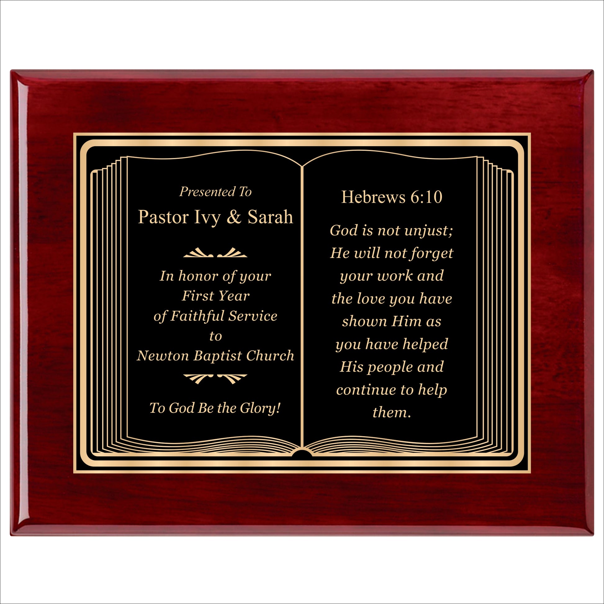 Bible Themed Rosewood Plaque 12" X 15" / Rosewood Piano Finish / Bible / Book