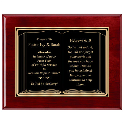 Bible Themed Rosewood Plaque 12" X 15" / Rosewood Piano Finish / Bible / Book