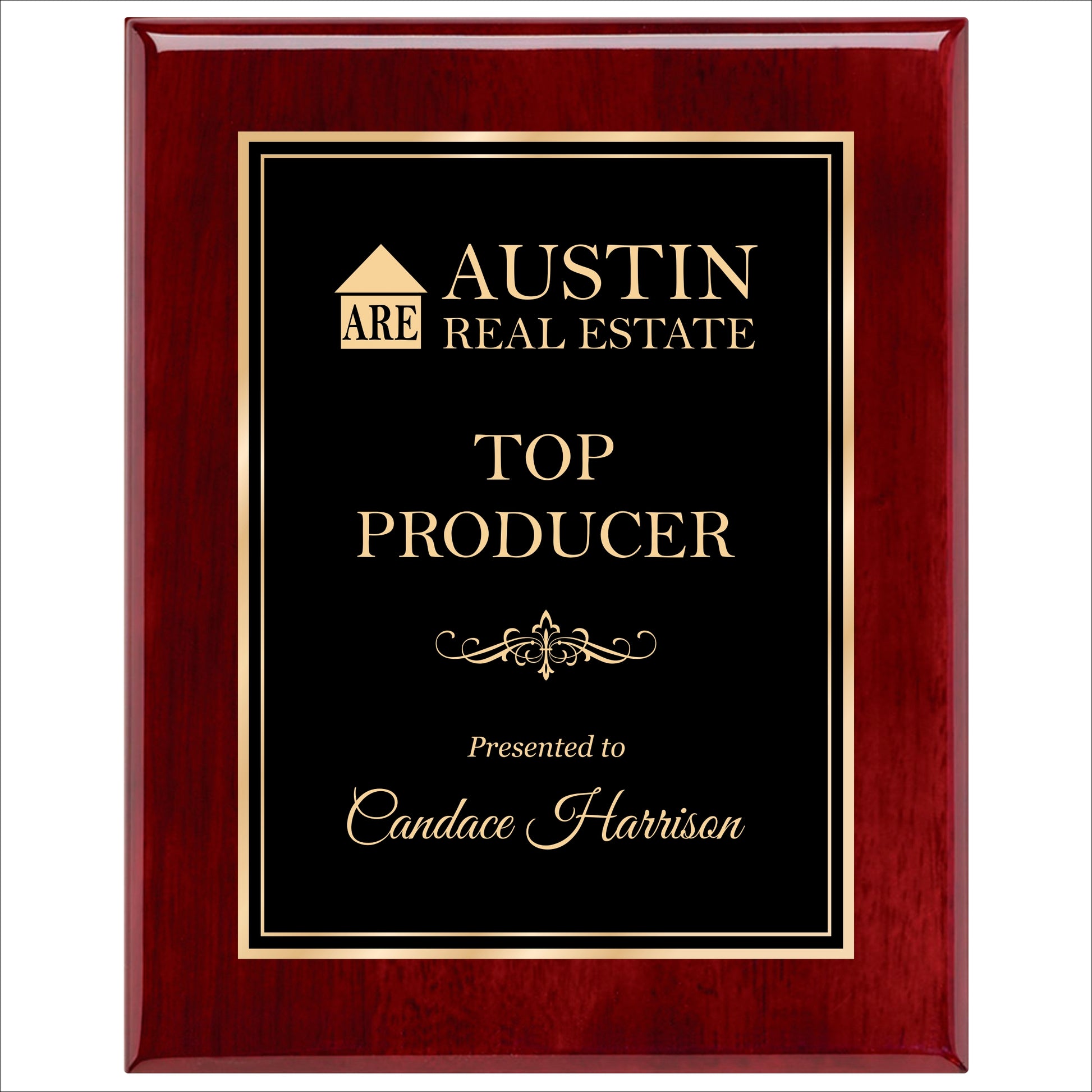 Rosewood Finished Plaque 12" X 15" / Rosewood Piano Finish / Double Border