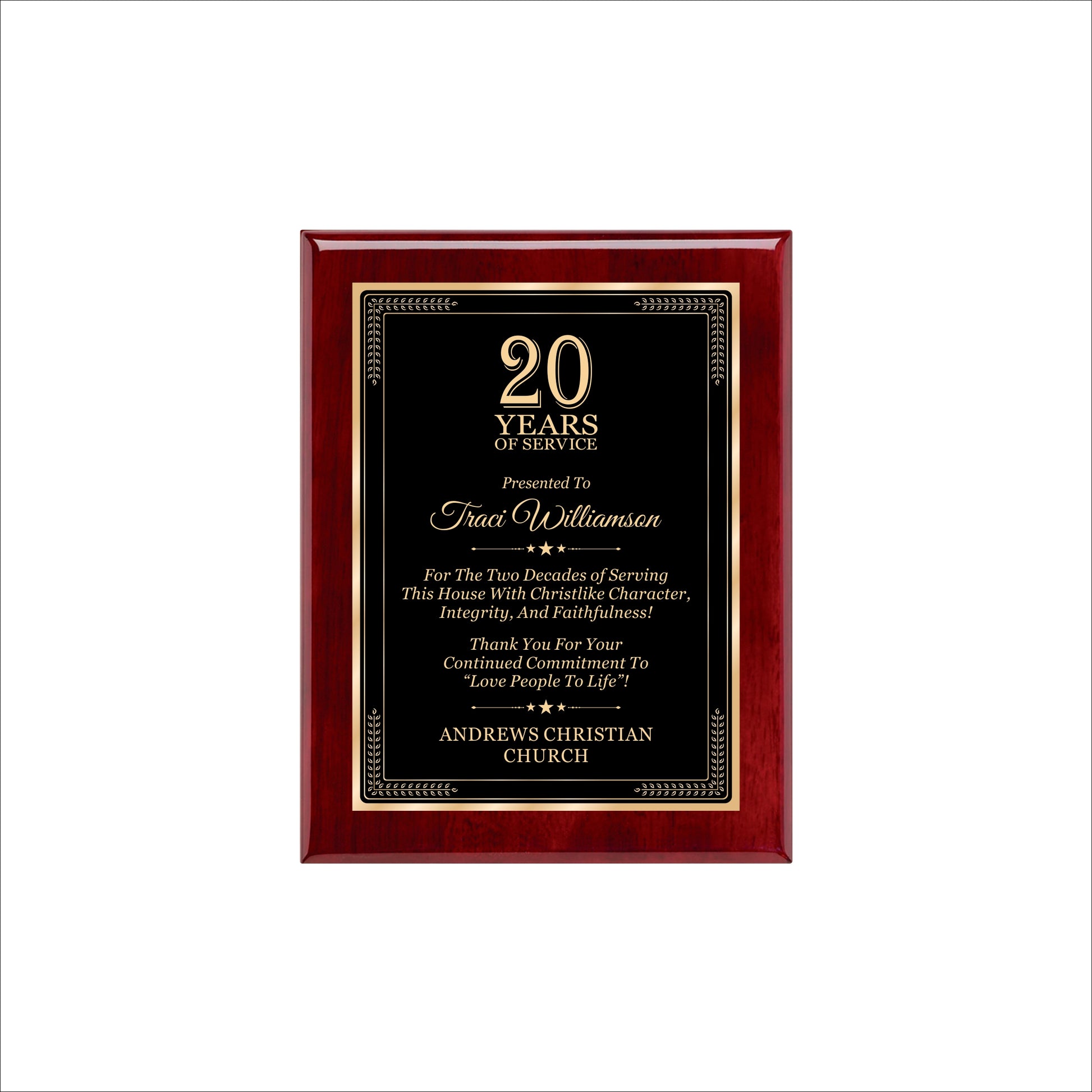 Rosewood Finished Plaque 7" X 9" / Rosewood Piano Finish / Elite Border