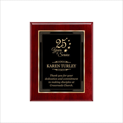 Rosewood Finished Plaque 8" X 10 / Rosewood Piano Finish / Elite Border