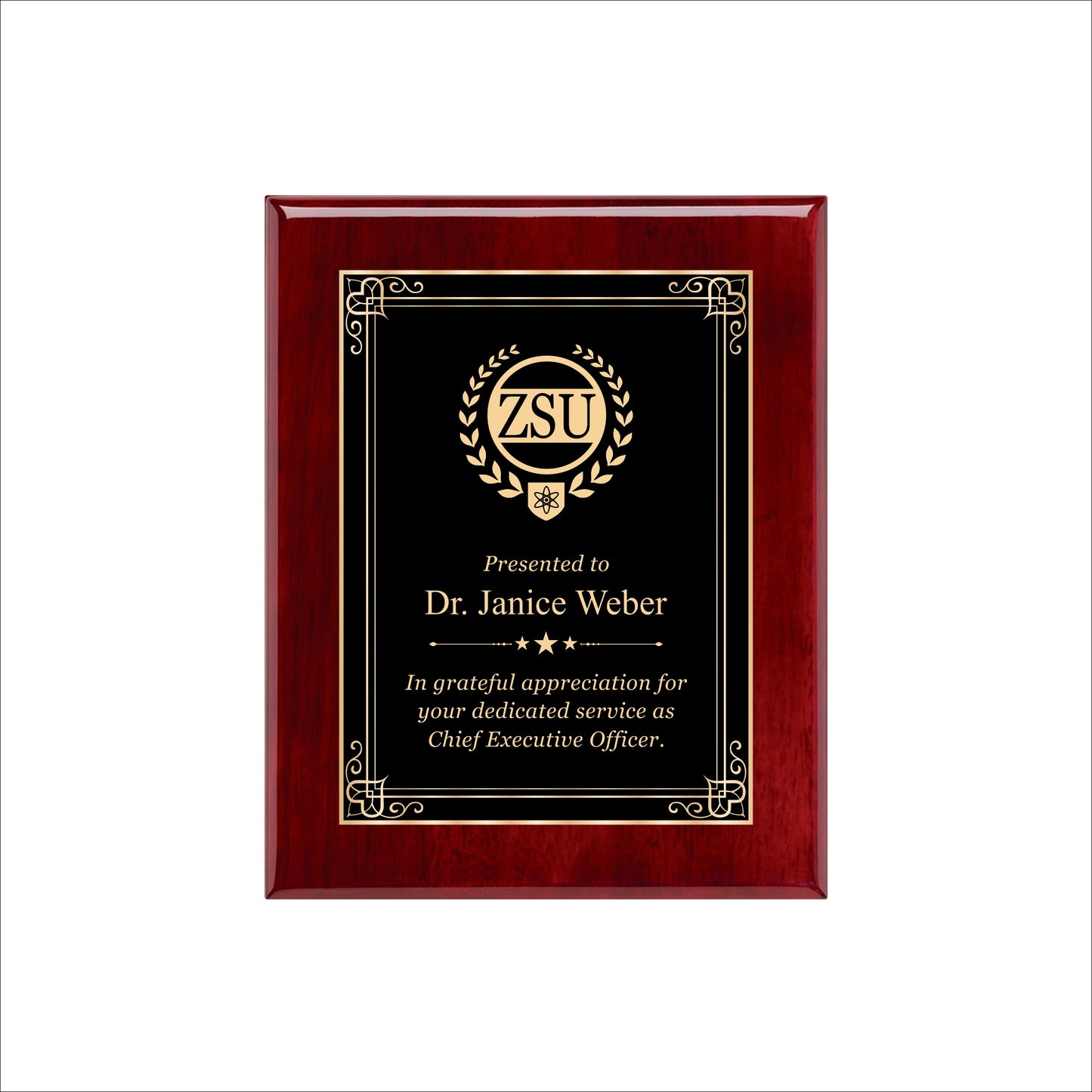 Rosewood Finished Plaque 8" X 10 / Rosewood Piano Finish / Hearts