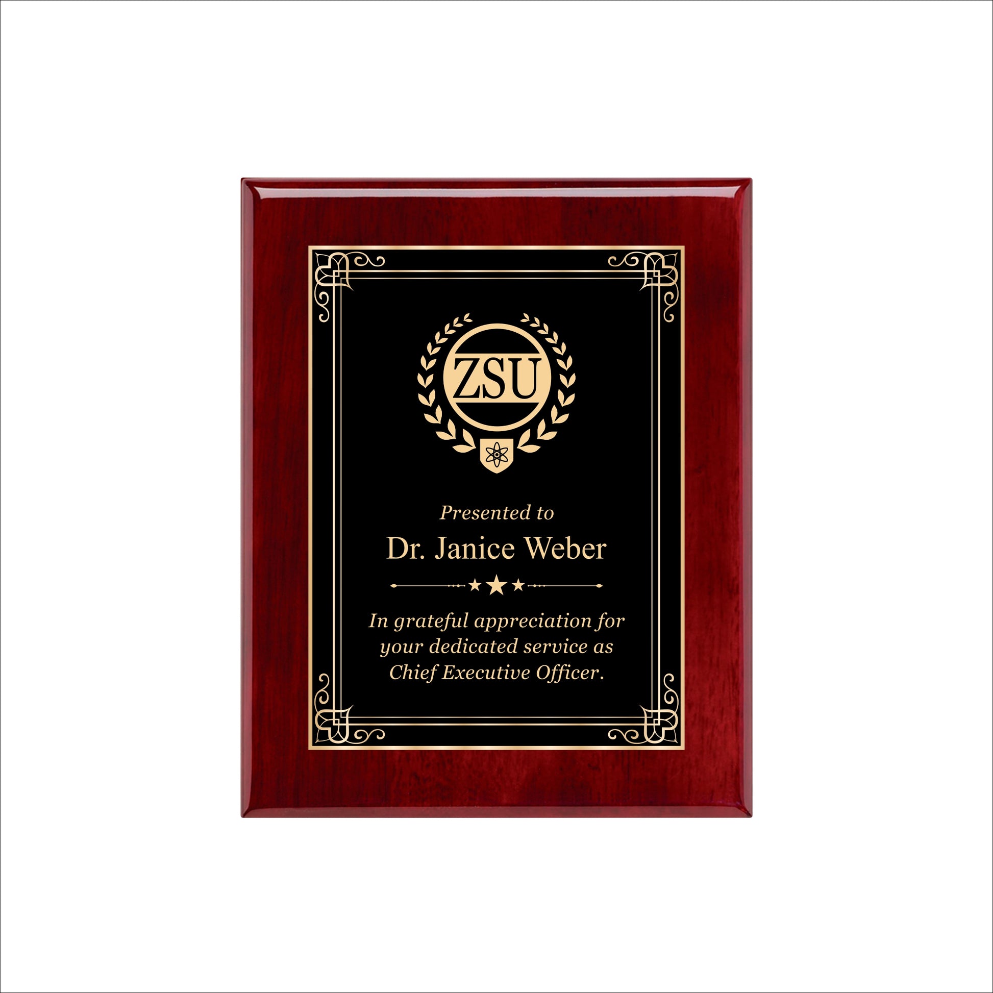 Rosewood Finished Plaque 8" X 10 / Rosewood Piano Finish / Hearts