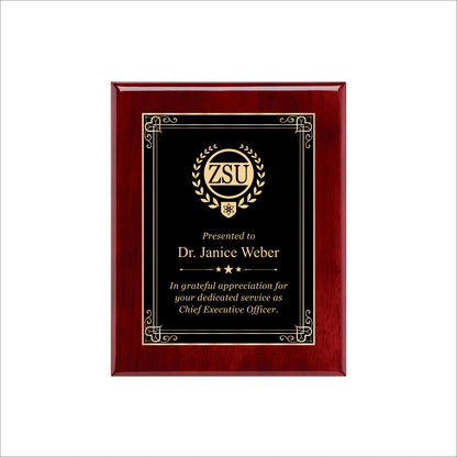 Rosewood Finished Plaque 8" X 10 / Rosewood Piano Finish / Hearts