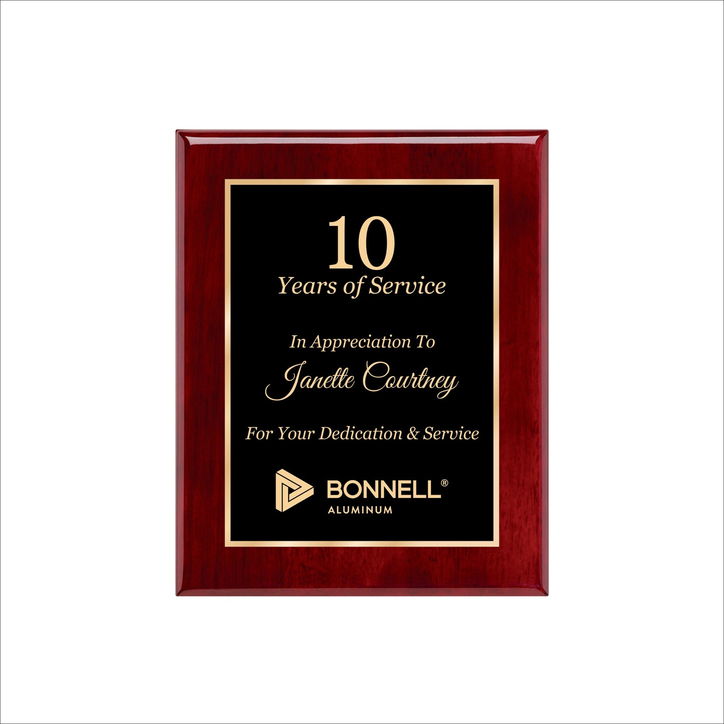 Rosewood Finished Plaque 8" X 10 / Rosewood Piano Finish / Single Border