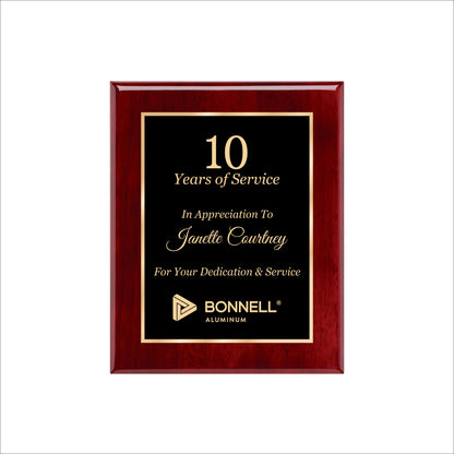 Rosewood Finished Plaque 8" X 10 / Rosewood Piano Finish / Single Border