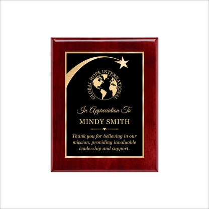 Rosewood Finished Plaque 8" X 10 / Rosewood Piano Finish / Shooting Star