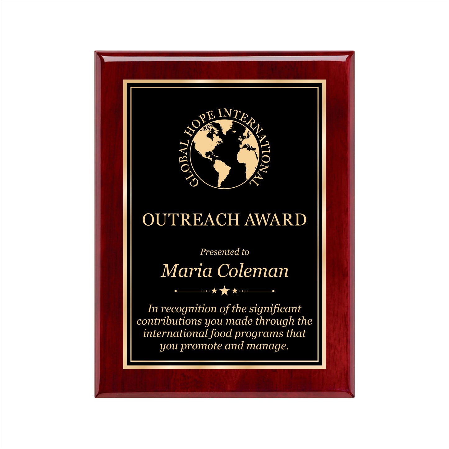 Rosewood Finished Plaque 9" X 12" / Rosewood Piano Finish / Double Border