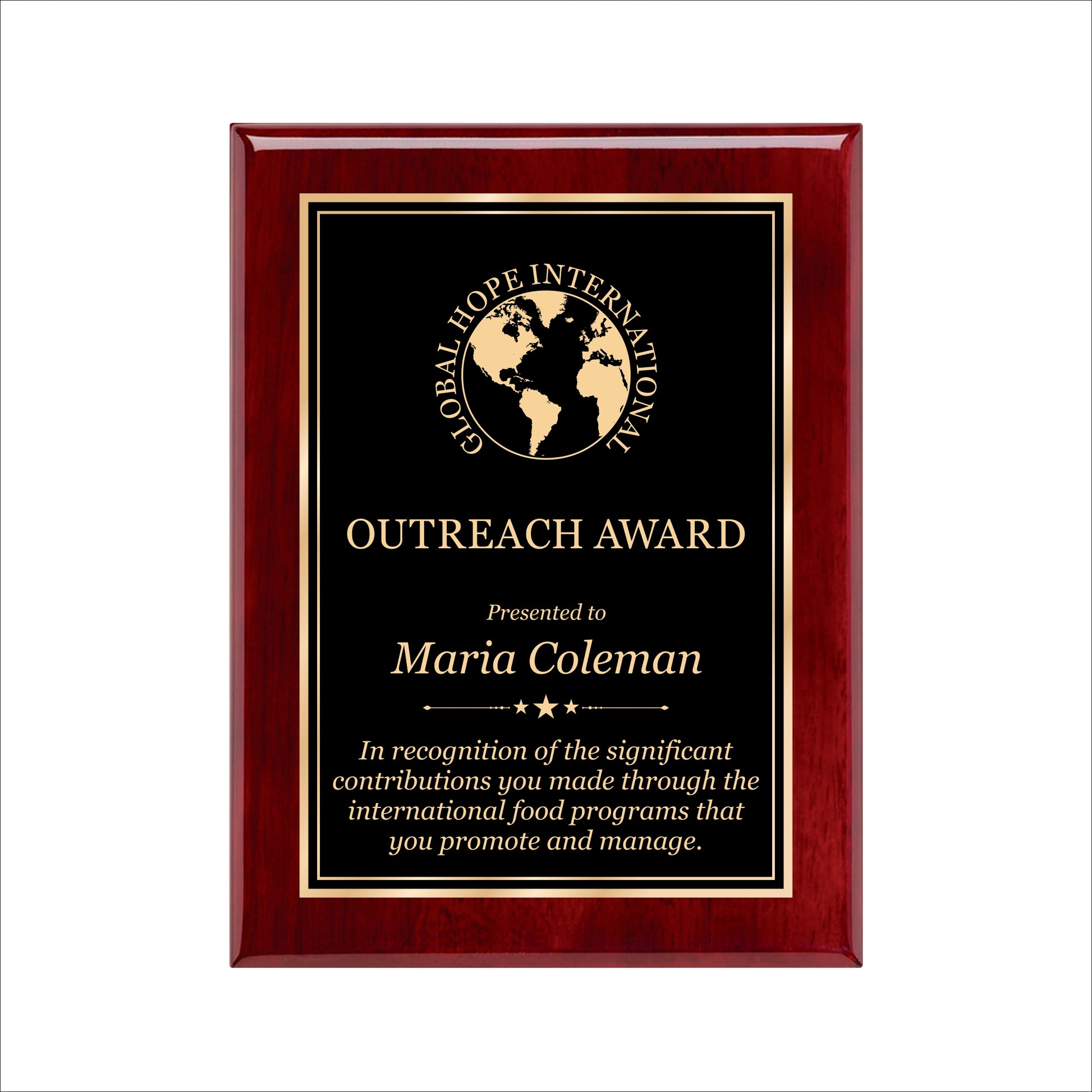 Rosewood Finished Plaque 9" X 12" / Rosewood Piano Finish / Double Border