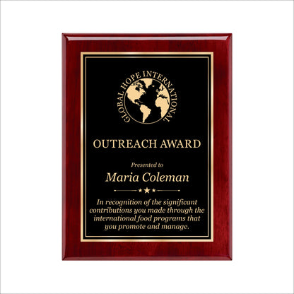 Rosewood Finished Plaque 9" X 12" / Rosewood Piano Finish / Double Border