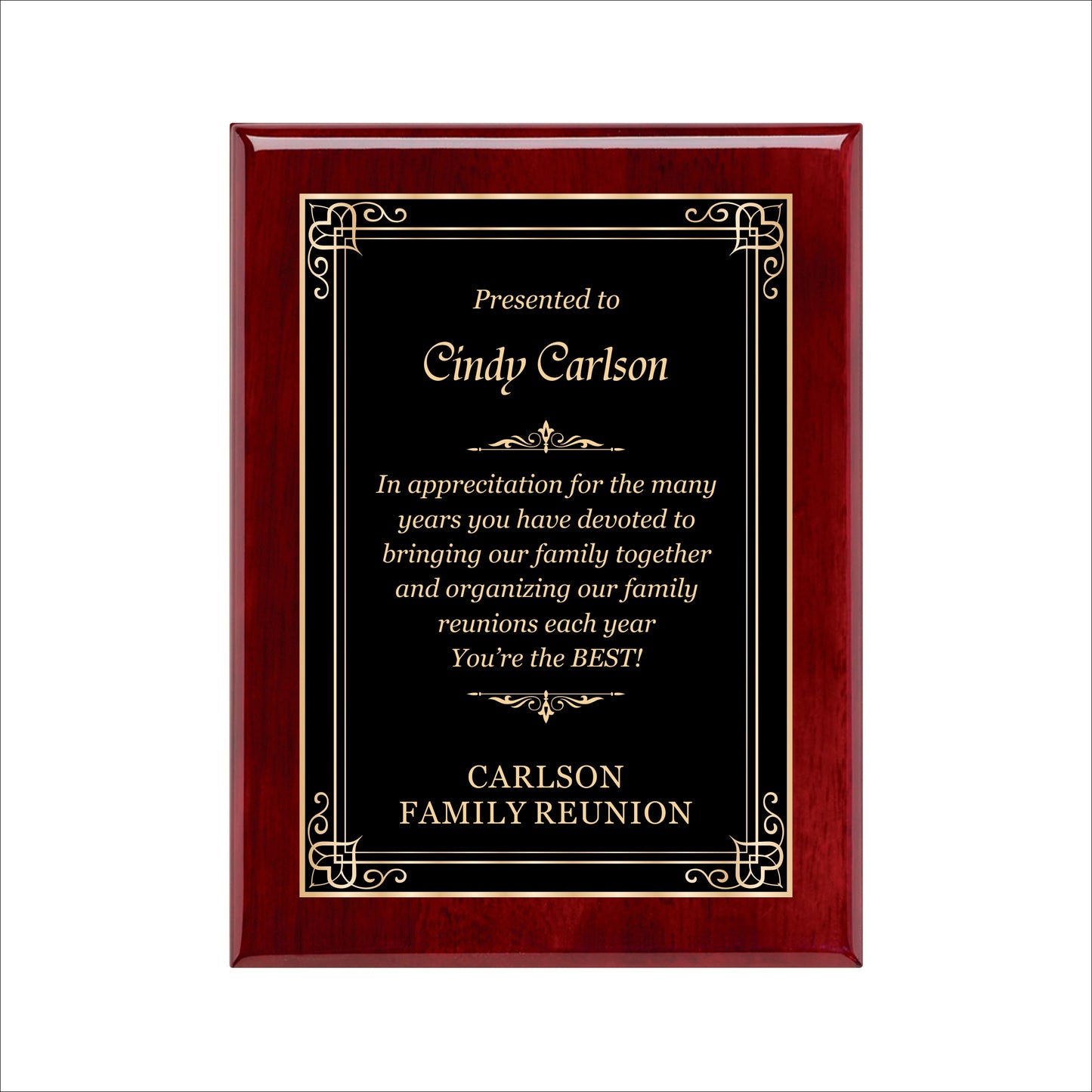 Rosewood Finished Plaque 9" X 12" / Rosewood Piano Finish / Hearts