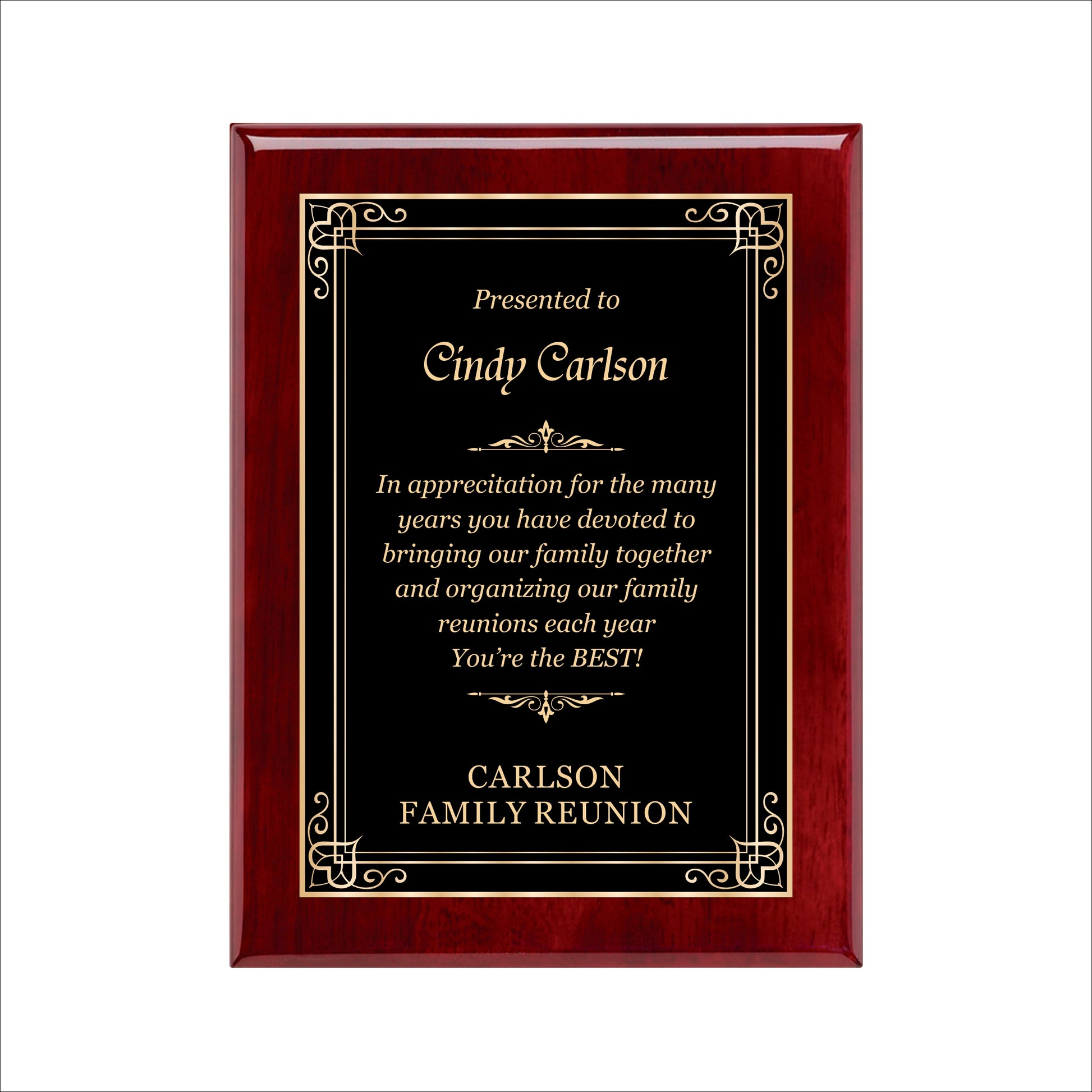 Rosewood Finished Plaque 9" X 12" / Rosewood Piano Finish / Hearts