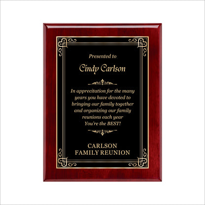 Rosewood Finished Plaque 9" X 12" / Rosewood Piano Finish / Hearts