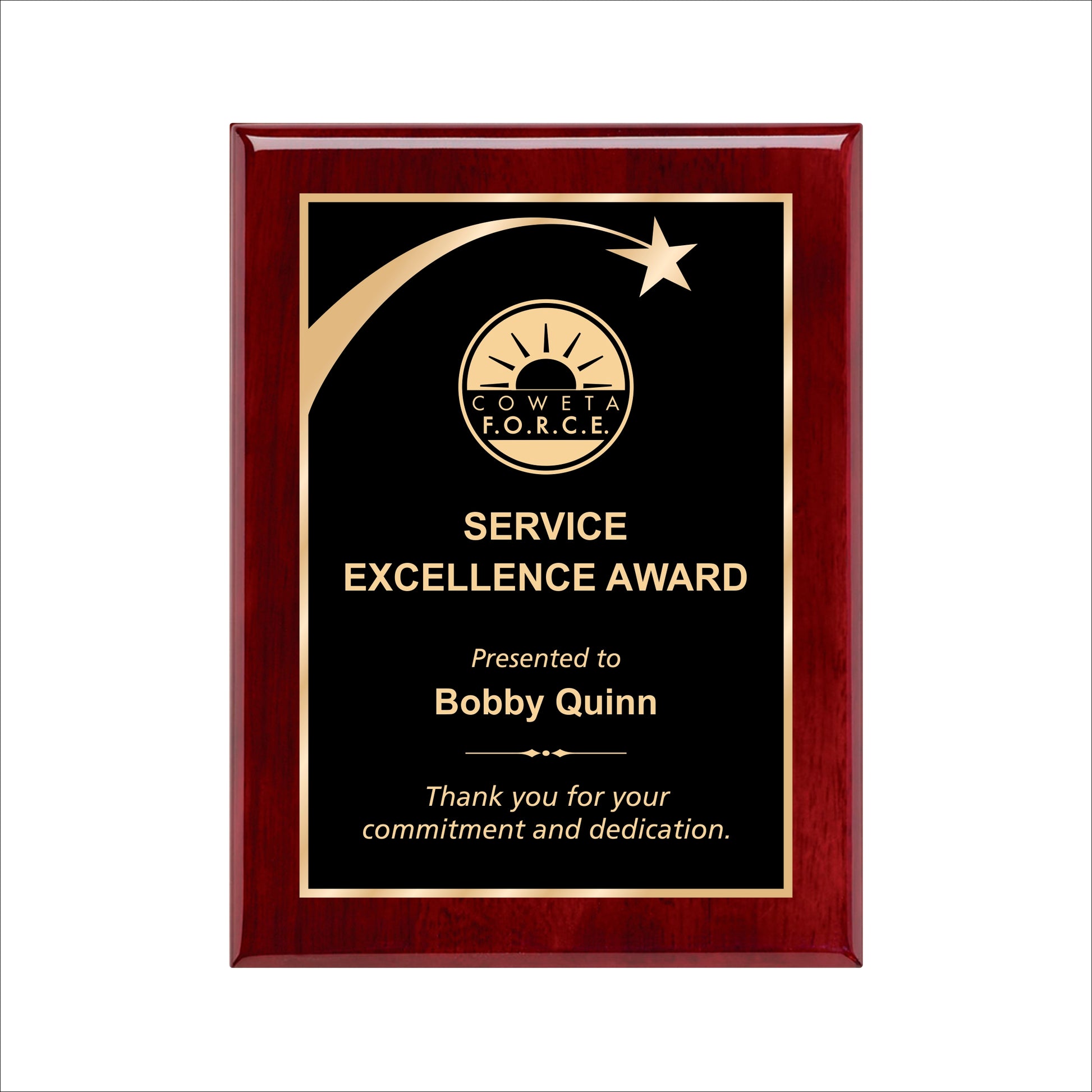 Rosewood Finished Plaque 9" X 12" / Rosewood Piano Finish / Shooting Star