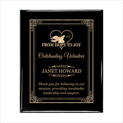 Ebony Finished Plaque with Gold Border 10.5" X 13" / Black Piano Finish / Hearts