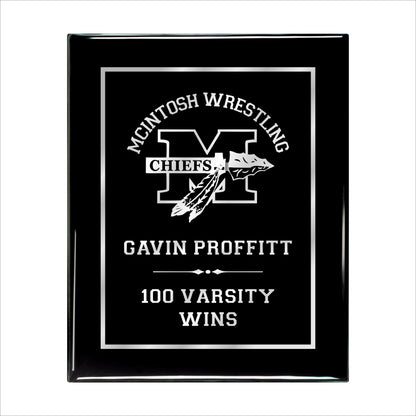 Ebony Finished Plaque with Silver Border 10.5" X 13" / Black Piano Finish / Single Border