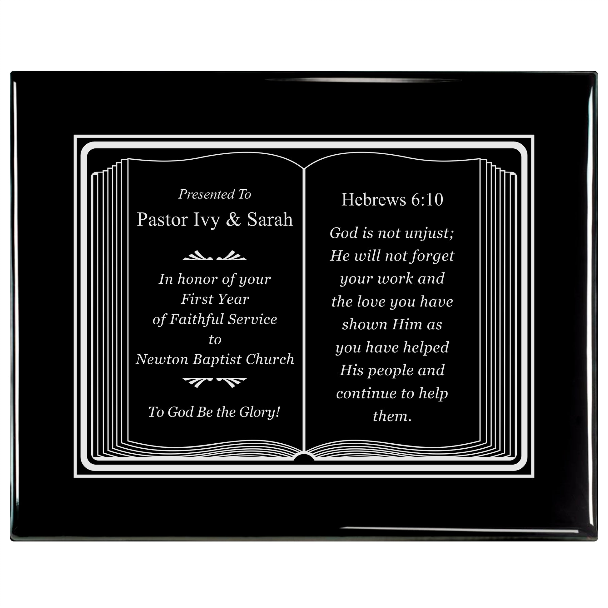 Bible Silver Themed Ebony Plaque 12" X 15" / Black Piano Finish / Bible / Book