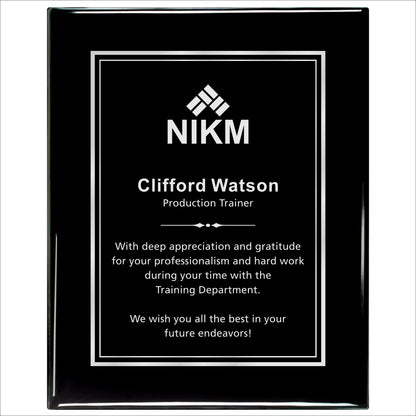 Ebony Finished Plaque with Silver Border 12" X 15" / Black Piano Finish / Double Border