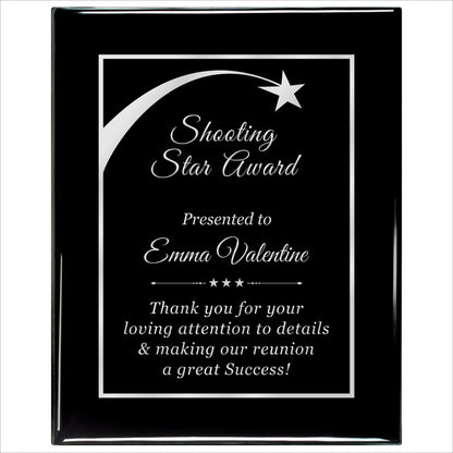Ebony Finished Plaque with Silver Border 12" X 15" / Black Piano Finish / Shooting Star