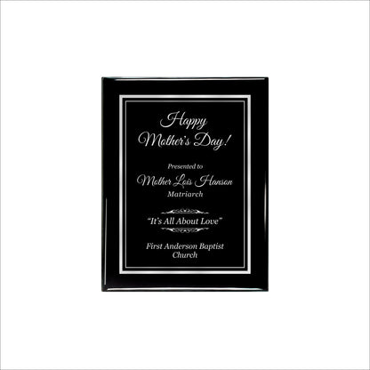 Ebony Finished Plaque with Silver Border 7" X 9" / Black Piano Finish / Double Border