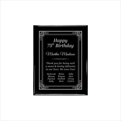 Ebony Finished Plaque with Silver Border 7" X 9" / Black Piano Finish / Hearts