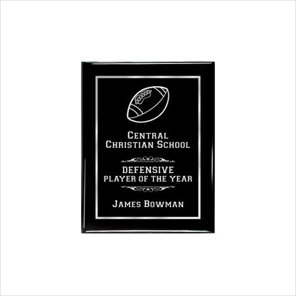 Ebony Finished Plaque with Silver Border 7" X 9" / Black Piano Finish / Single Border