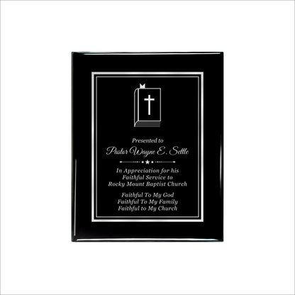 Ebony Finished Plaque with Silver Border 8" X 10 / Black Piano Finish / Double Border