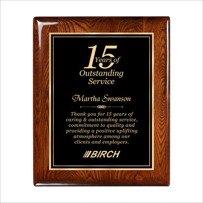 Glossy Walnut Finished Plaque 10.5" X 13" / Walnut  Piano Finish / Double Border