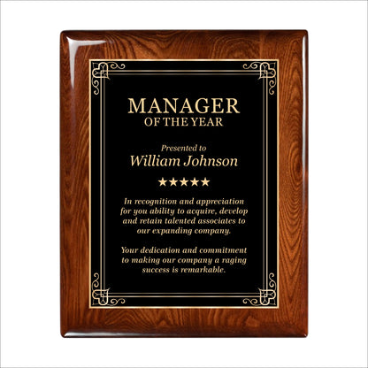 Glossy Walnut Finished Plaque 10.5" X 13" / Walnut  Piano Finish / Hearts