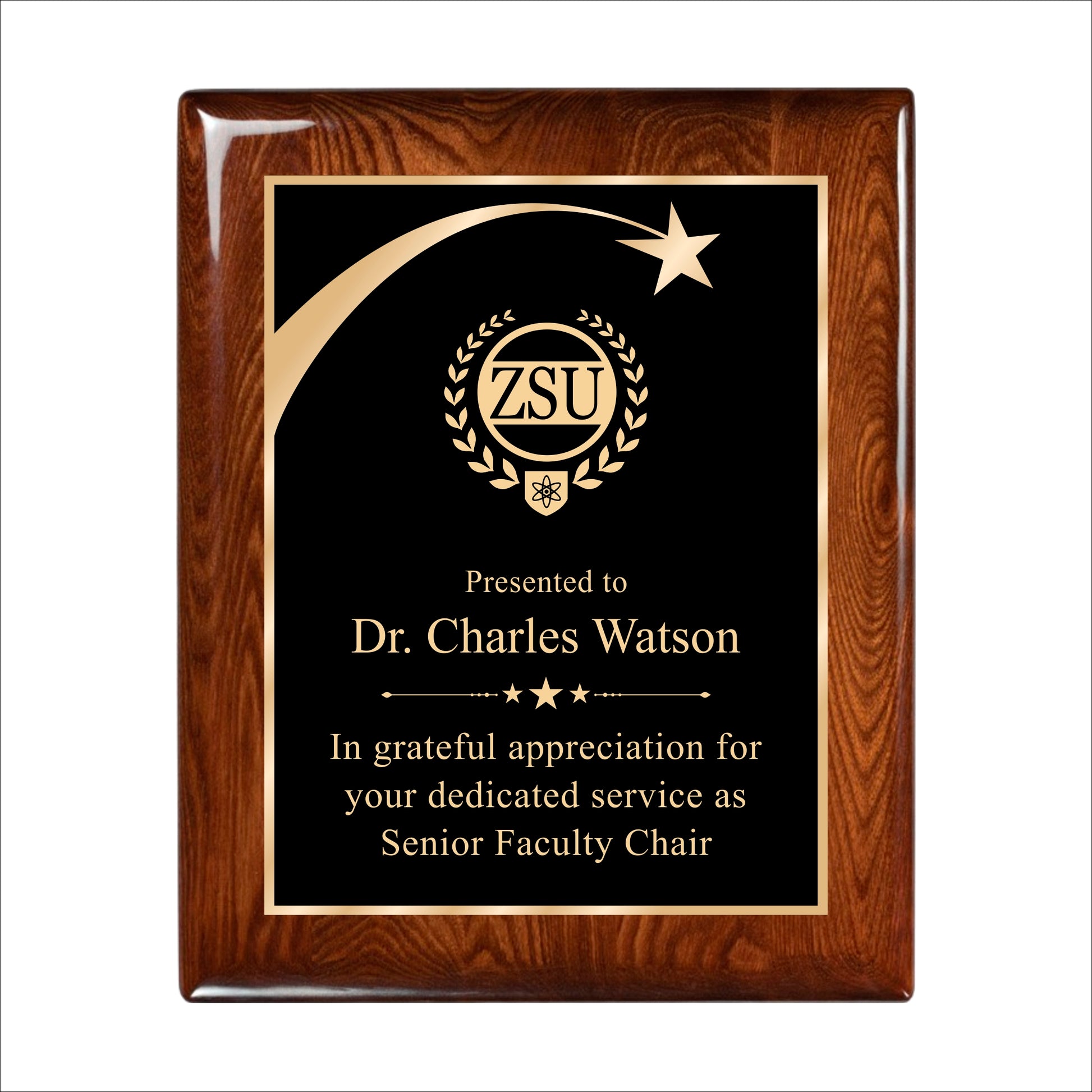 Glossy Walnut Finished Plaque 10.5" X 13" / Walnut  Piano Finish / Shooting Star