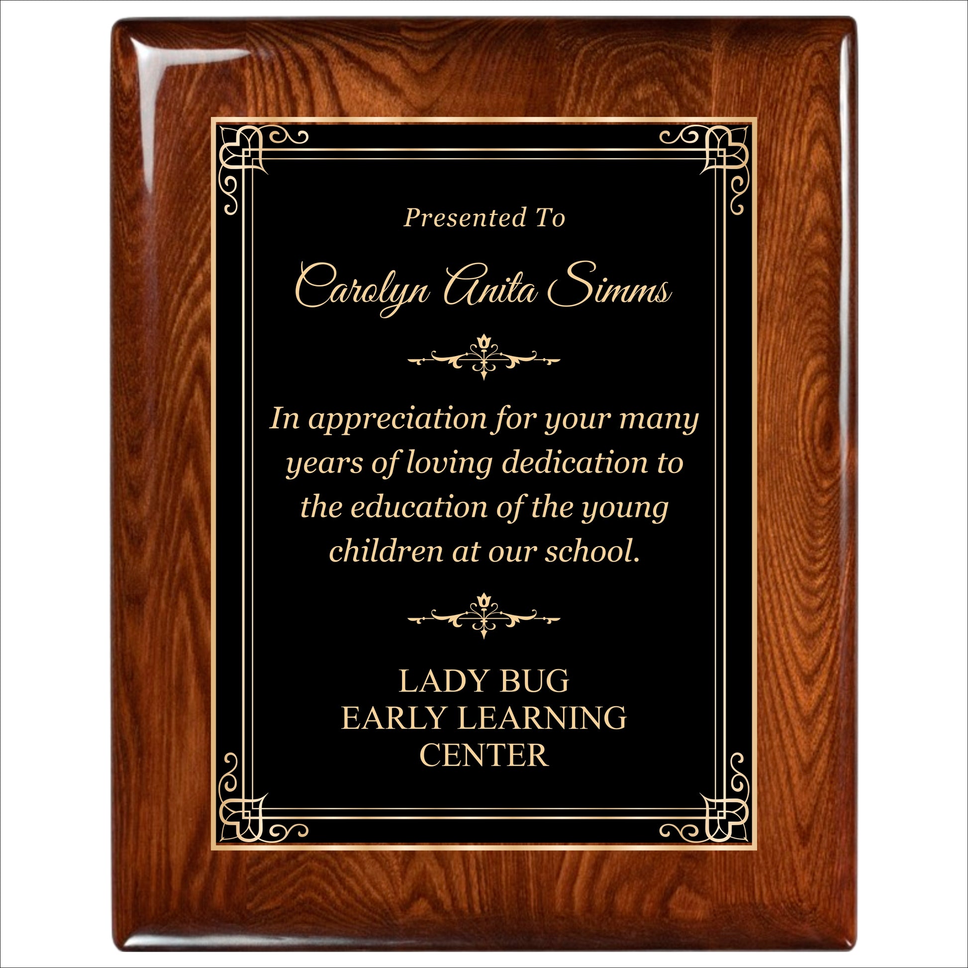 Glossy Walnut Finished Plaque 12" X 15" / Walnut  Piano Finish / Hearts