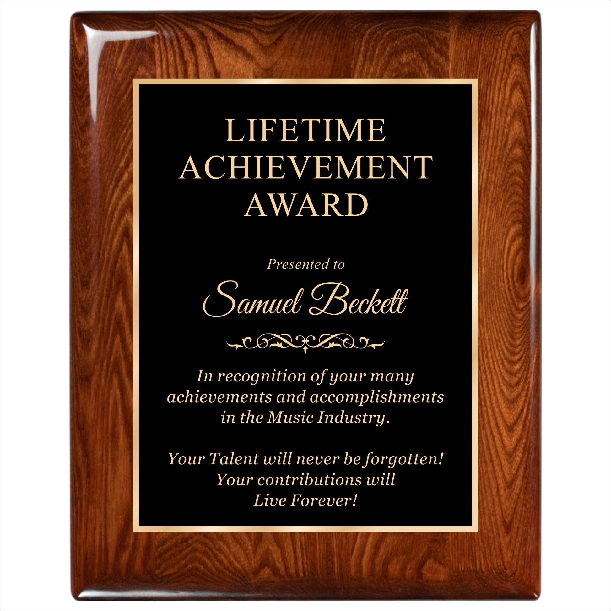 Glossy Walnut Finished Plaque 12" X 15" / Walnut  Piano Finish / Single Border