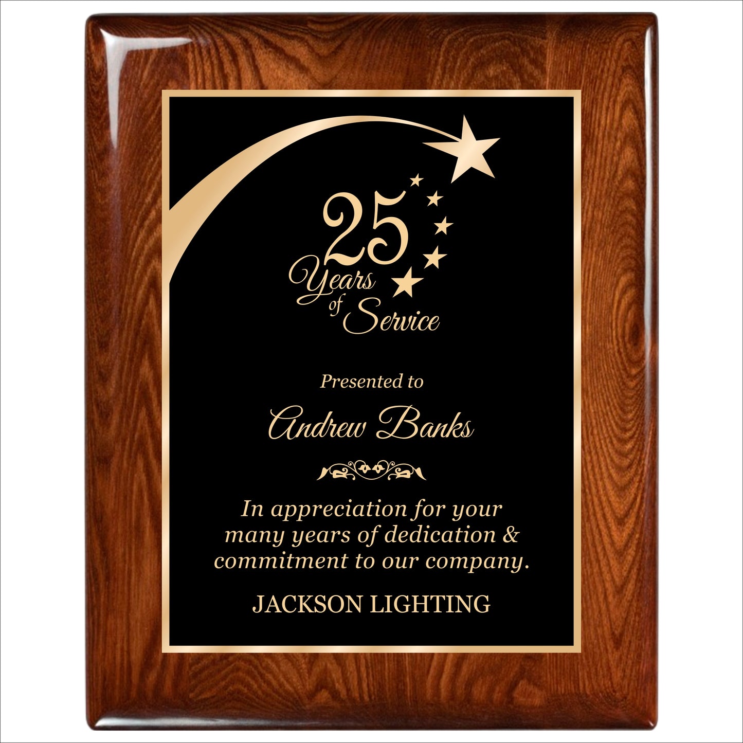 Glossy Walnut Finished Plaque 12" X 15" / Walnut  Piano Finish / Shooting Star