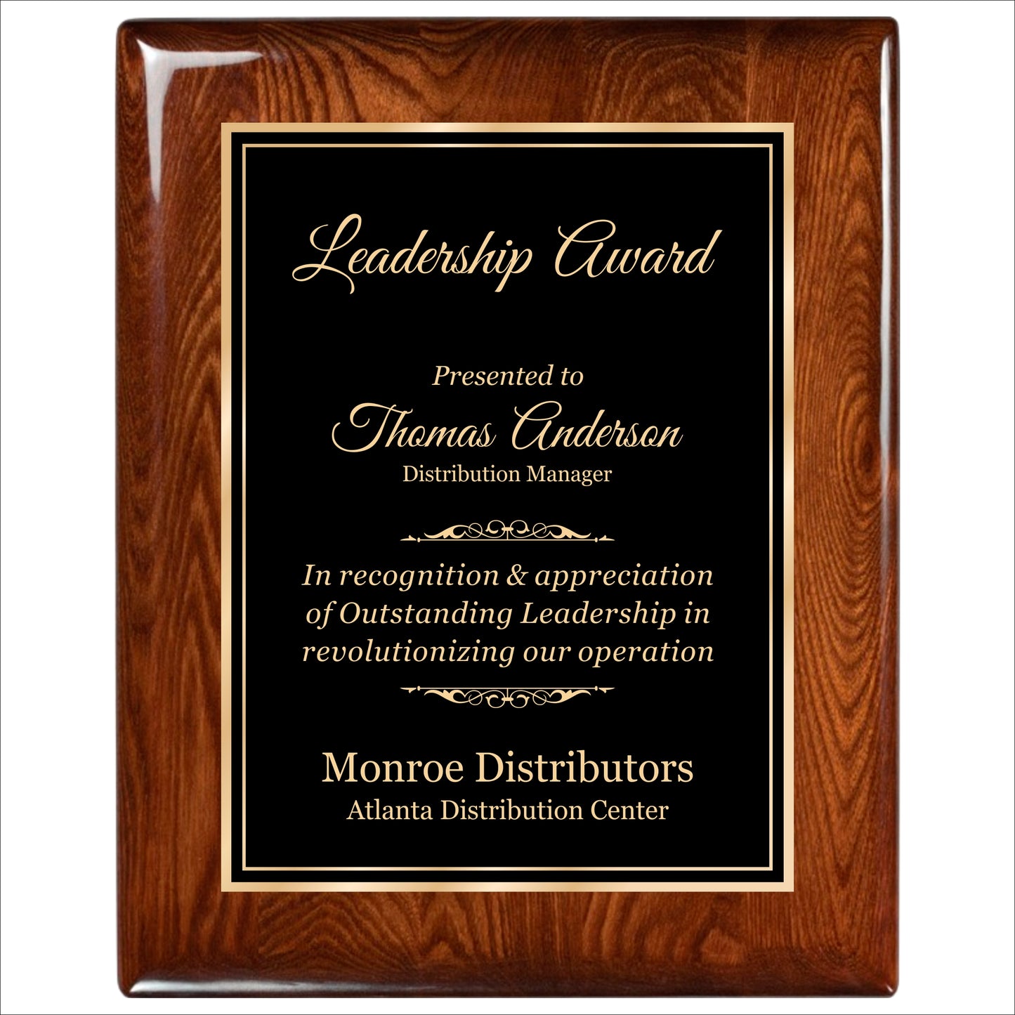 Glossy Walnut Finished Plaque 12" X 15" / Walnut  Piano Finish / Double Border