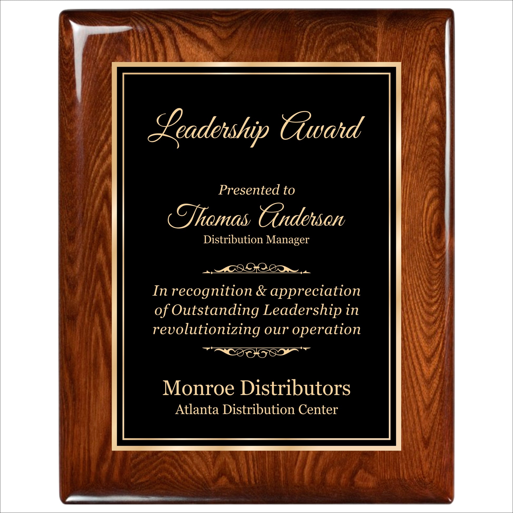 Glossy Walnut Finished Plaque 12" X 15" / Walnut  Piano Finish / Double Border