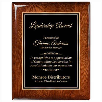 Glossy Walnut Finished Plaque 12" X 15" / Walnut  Piano Finish / Double Border