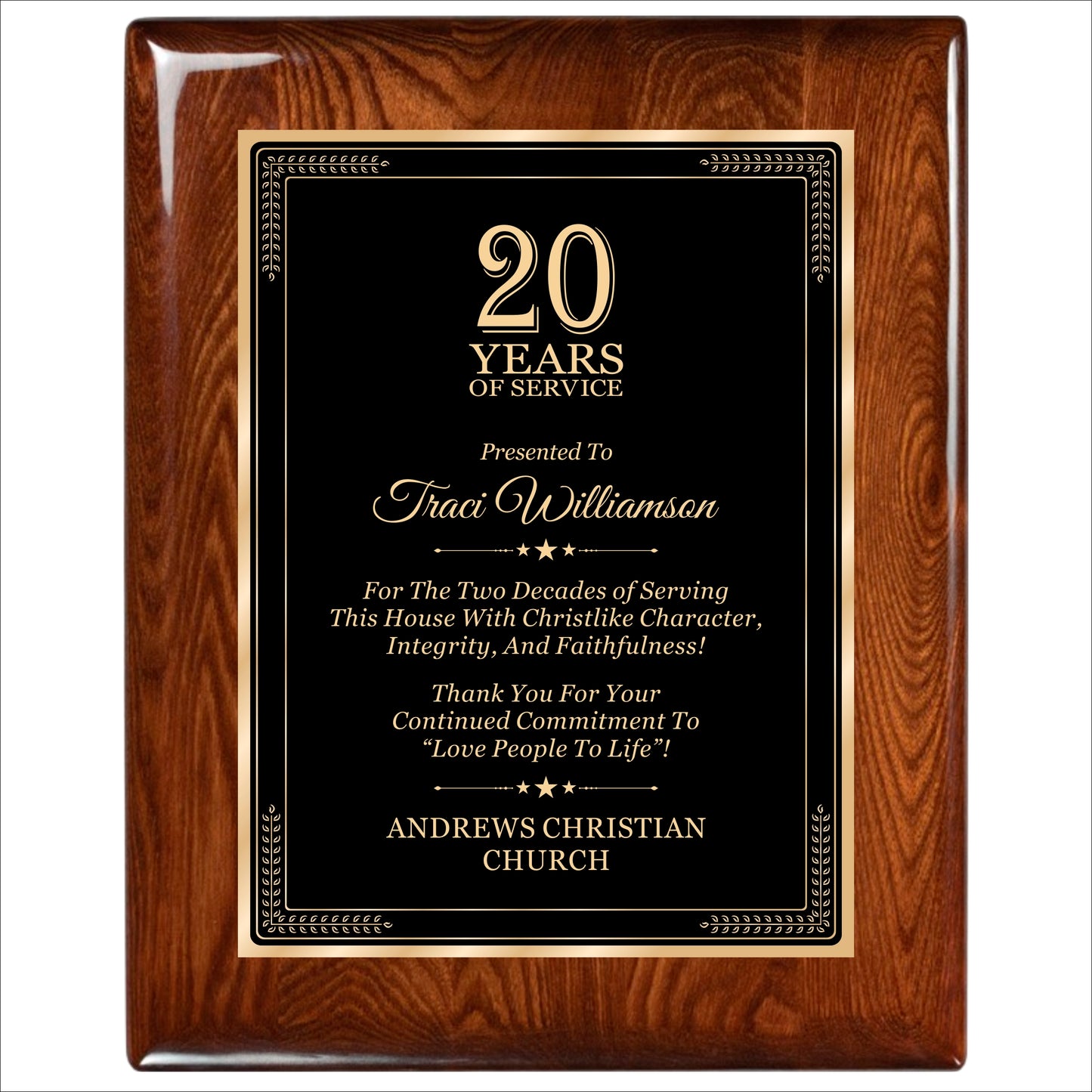 Glossy Walnut Finished Plaque 12" X 15" / Walnut  Piano Finish / Elite Border