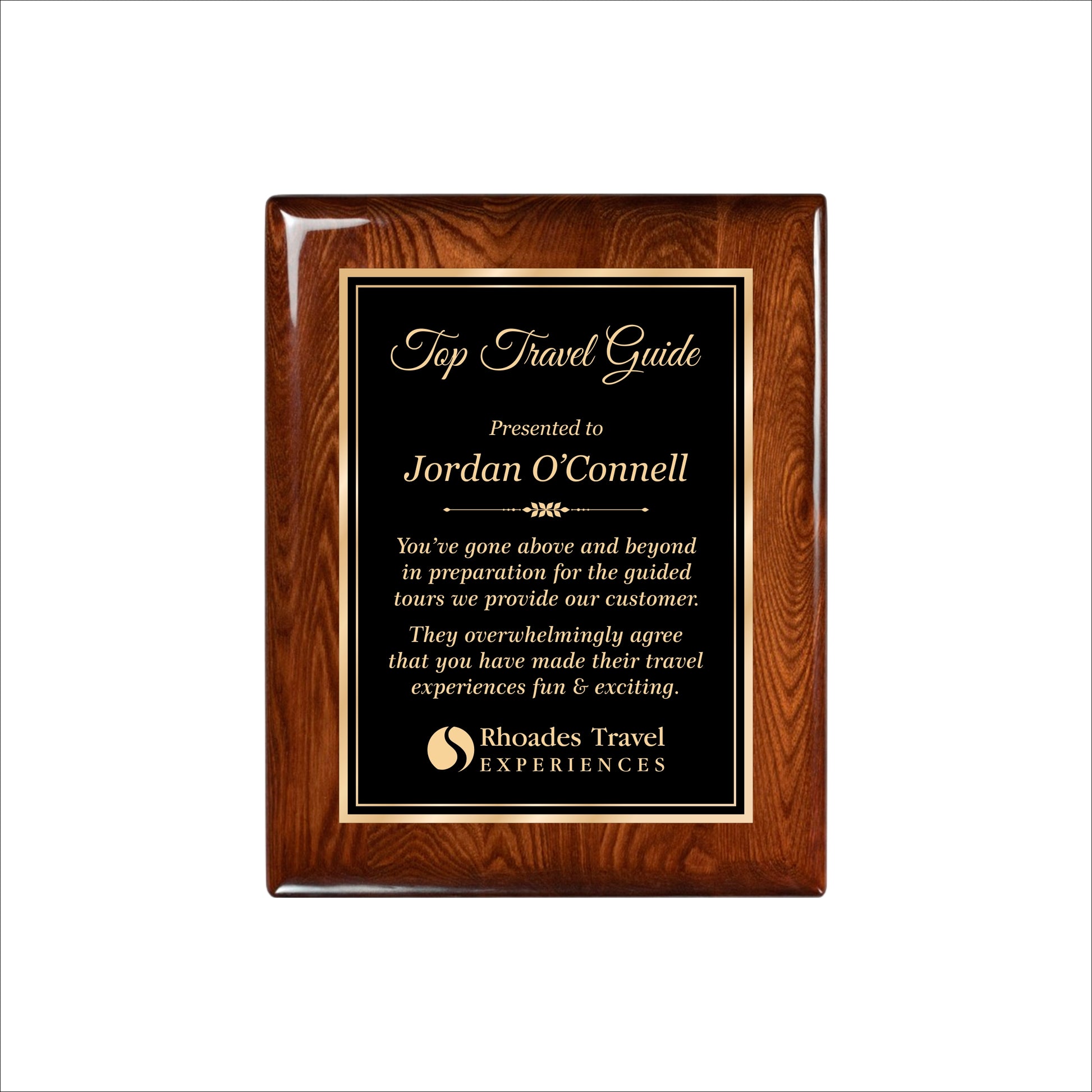 Glossy Walnut Finished Plaque 8" X 10 / Walnut  Piano Finish / Double Border