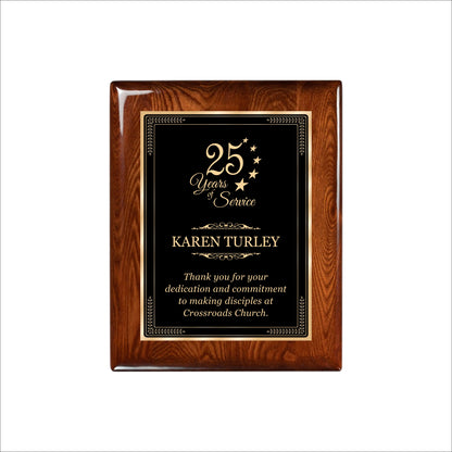 Glossy Walnut Finished Plaque 8" X 10 / Walnut  Piano Finish / Elite Border