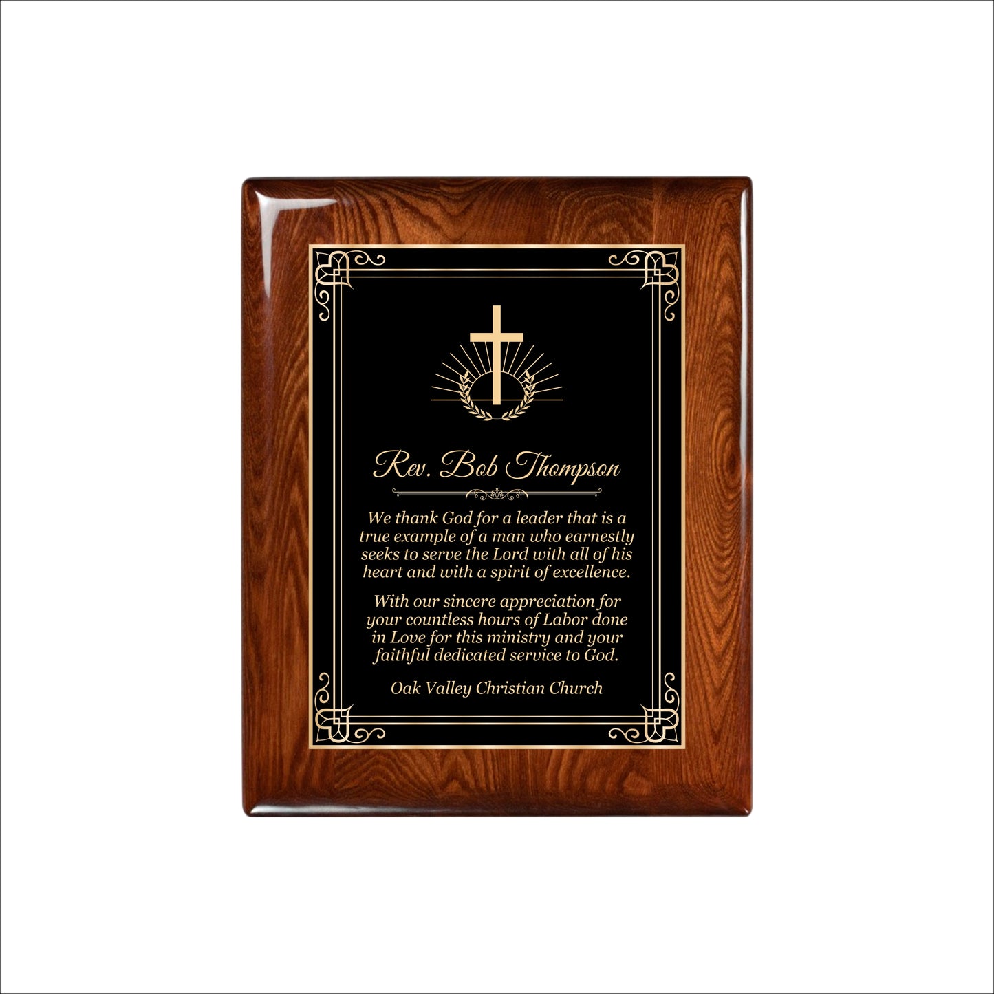 Glossy Walnut Finished Plaque 8" X 10 / Walnut  Piano Finish / Hearts