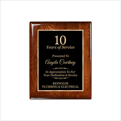 Glossy Walnut Finished Plaque 8" X 10 / Walnut  Piano Finish / Single Border