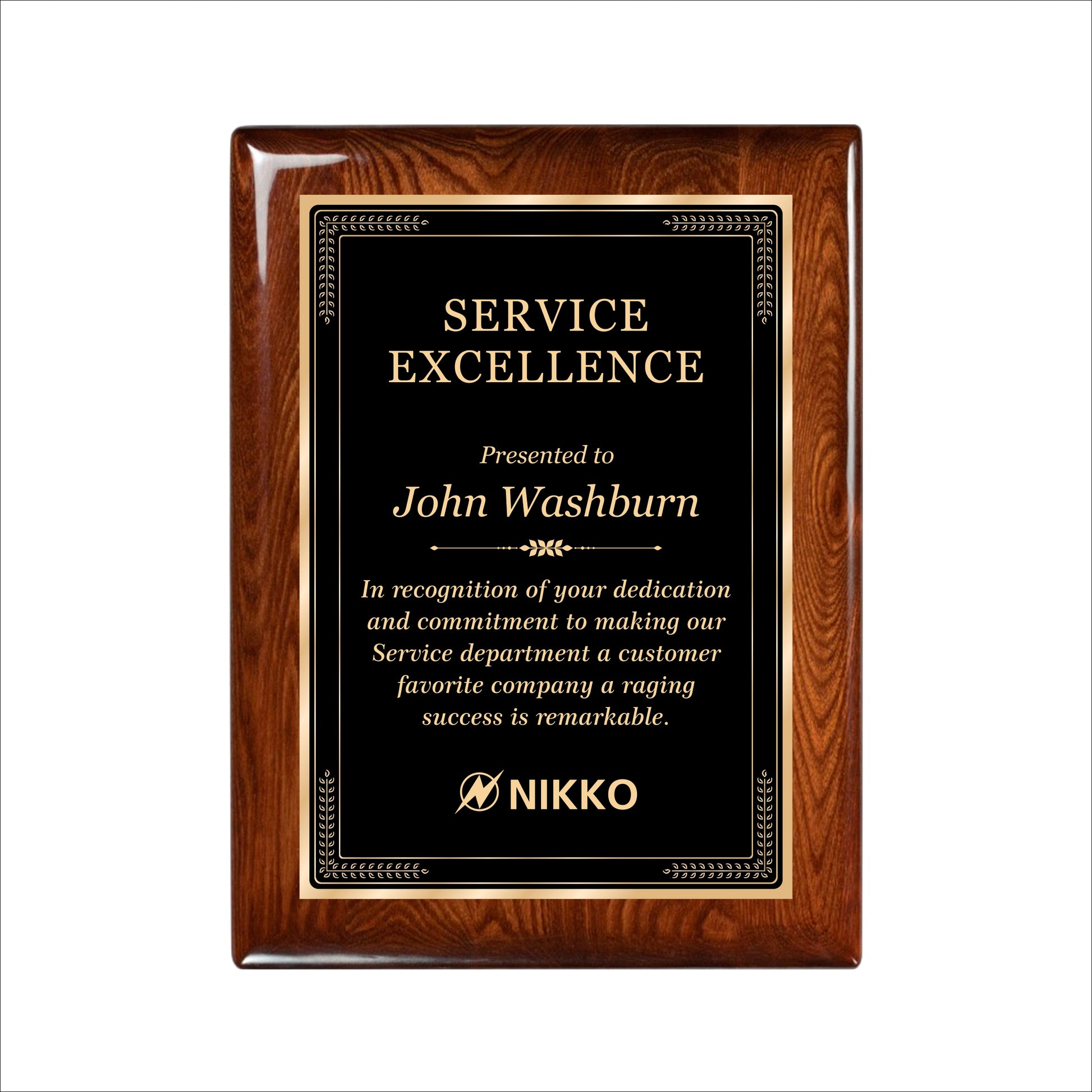 Glossy Walnut Finished Plaque 9" X 12" / Walnut  Piano Finish / Elite Border