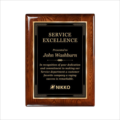 Glossy Walnut Finished Plaque 9" X 12" / Walnut  Piano Finish / Elite Border