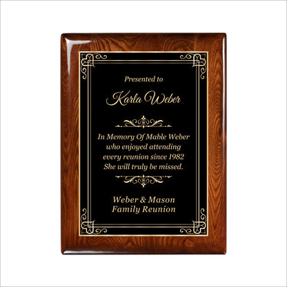 Glossy Walnut Finished Plaque 9" X 12" / Walnut  Piano Finish / Hearts