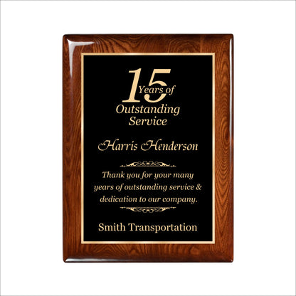 Glossy Walnut Finished Plaque 9" X 12" / Walnut  Piano Finish / Single Border