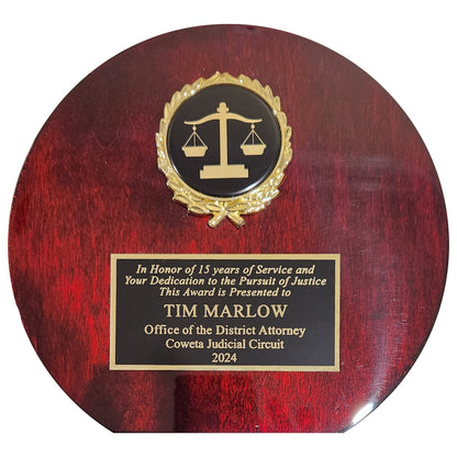 Round Rosewood Plaque 7.5" X 8" / Rosewood