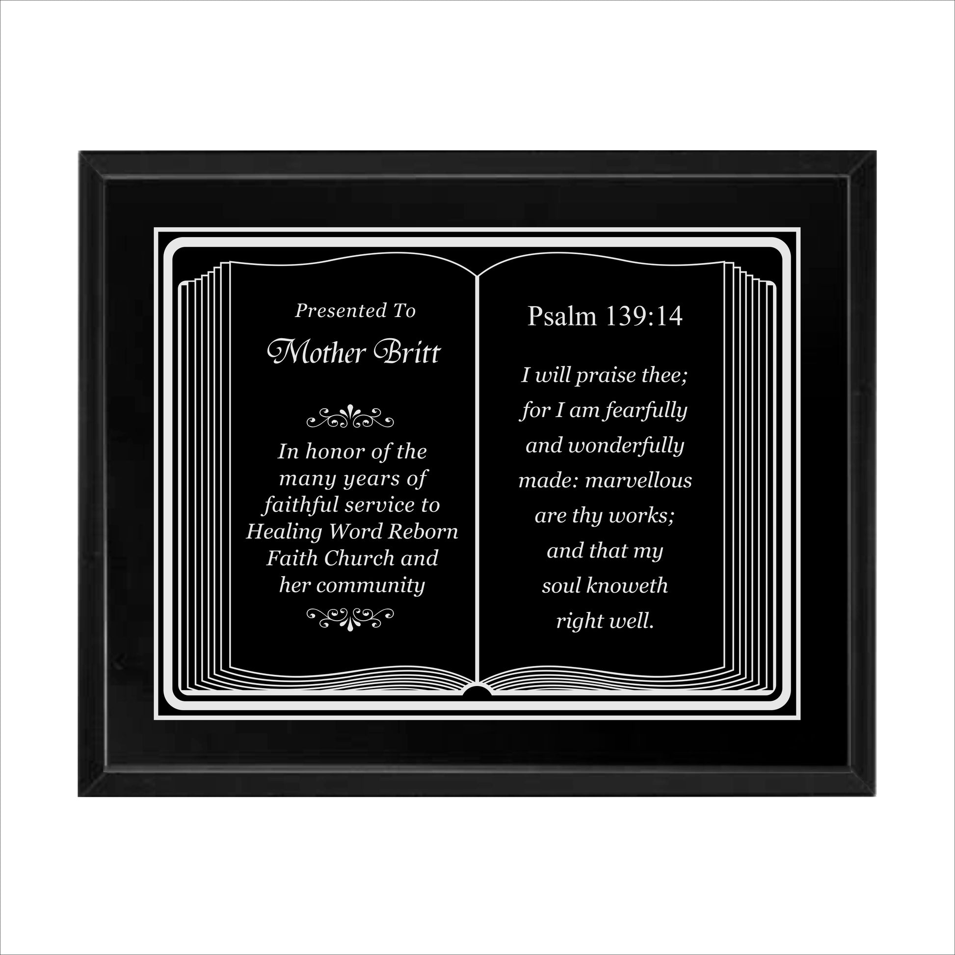 Bible Themed Black Plaque 10.5" X 13" / Black Matt / Bible / Book