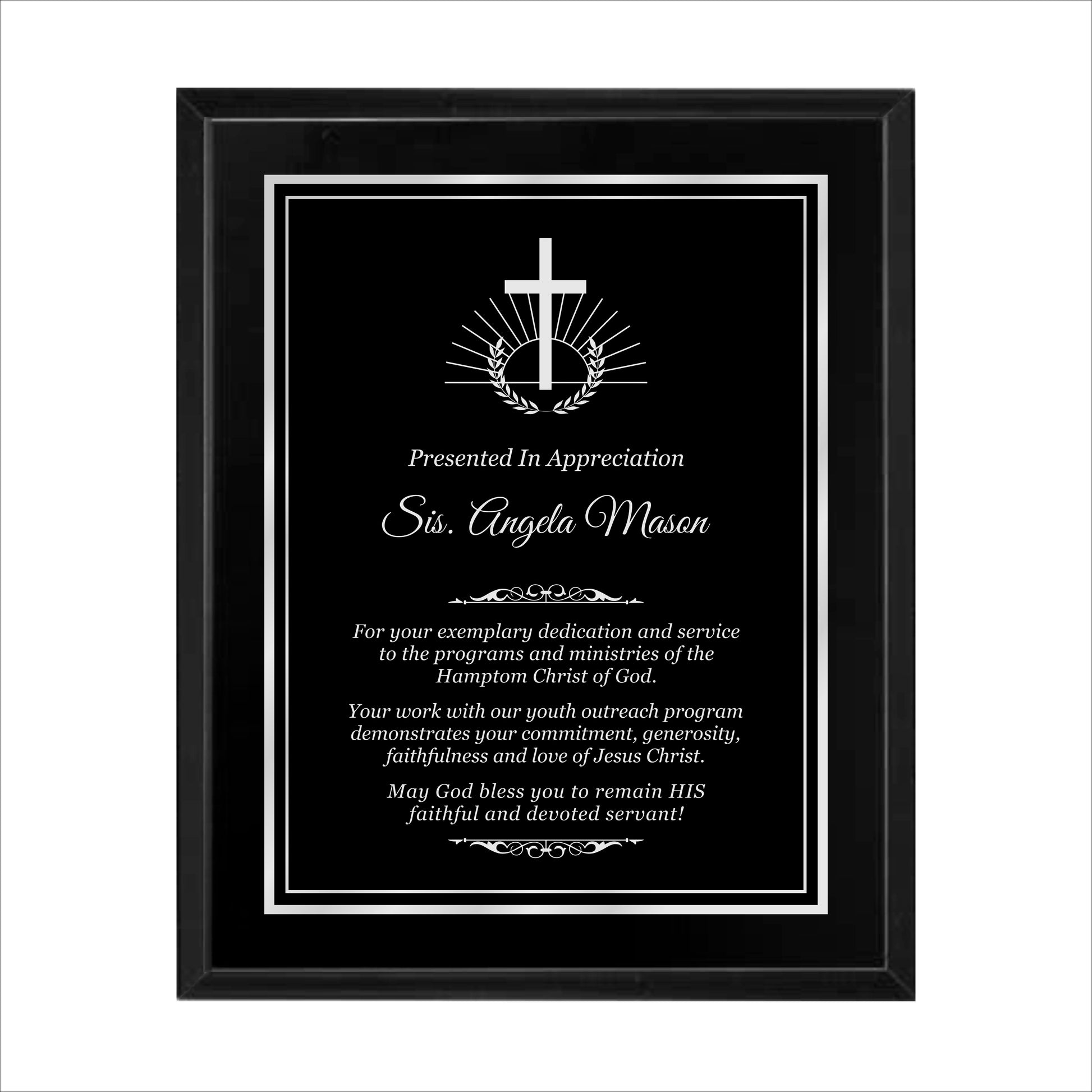 Matte Black Finished Plaque 10.5" X 13" / Black Matt / Double Border