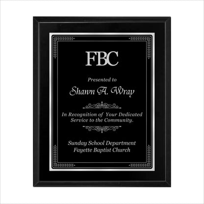 Matte Black Finished Plaque 10.5" X 13" / Black Matt / Elite Border